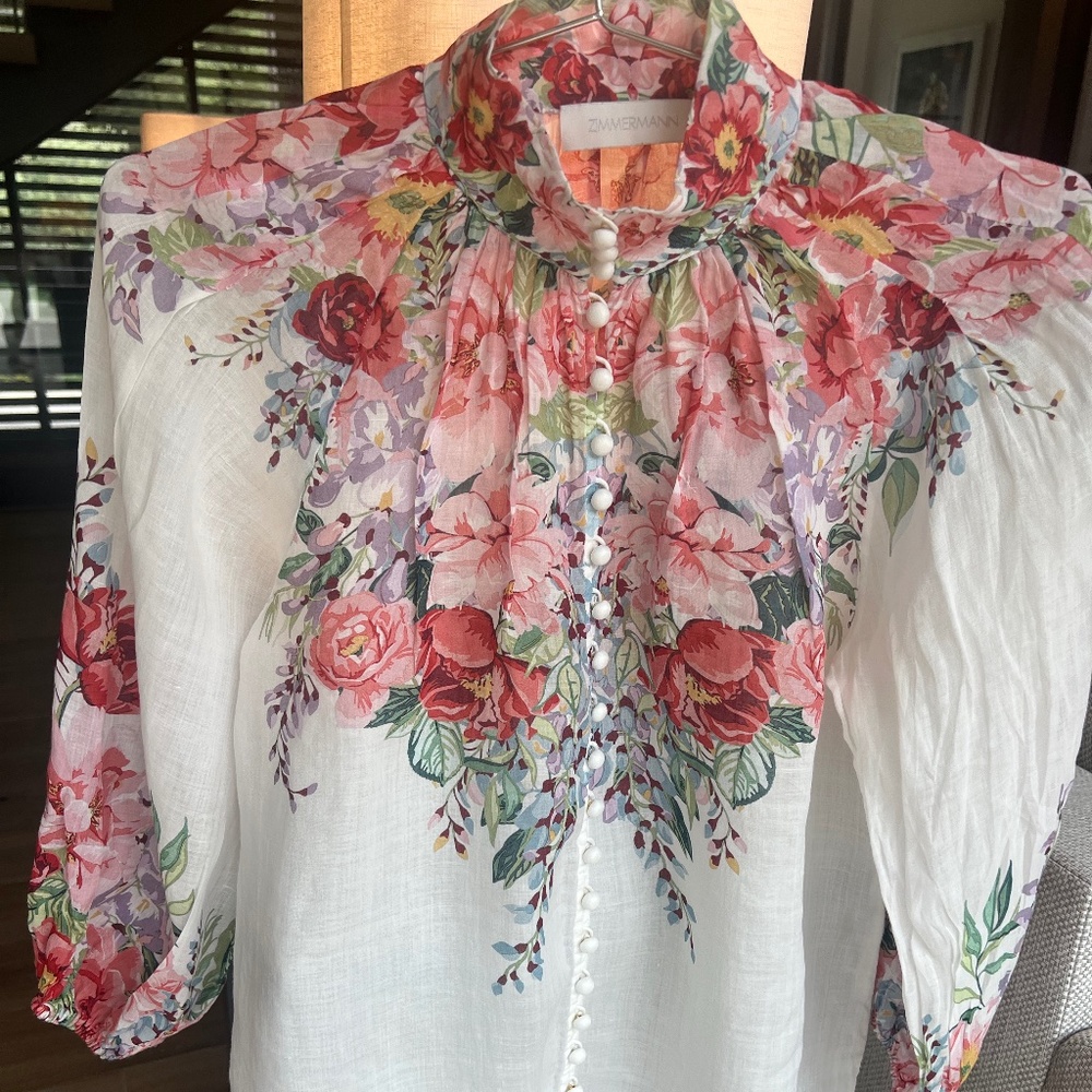 Zimmermann Floral-print linen Blouse - size 2